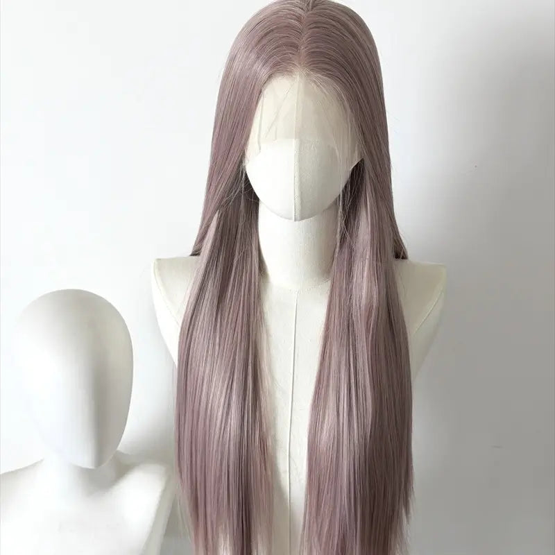 L-email Wig 80cm Dusty Milk Tea Pink Front Lace Wig