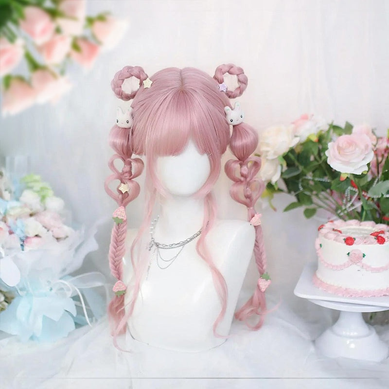 L-email Wig Daily Casual Long Synthetic Hair Fashion Pink Lolita Wig