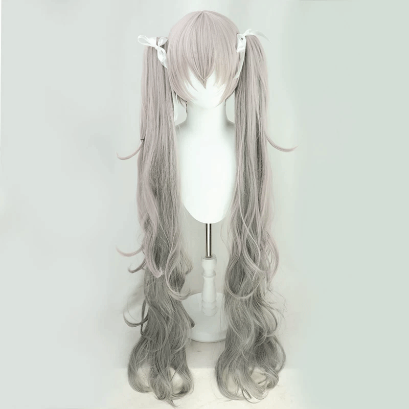L-email Wig Hatsune Miku 25ji 105cm Mixed Gray Ponytail Cosplay Wig