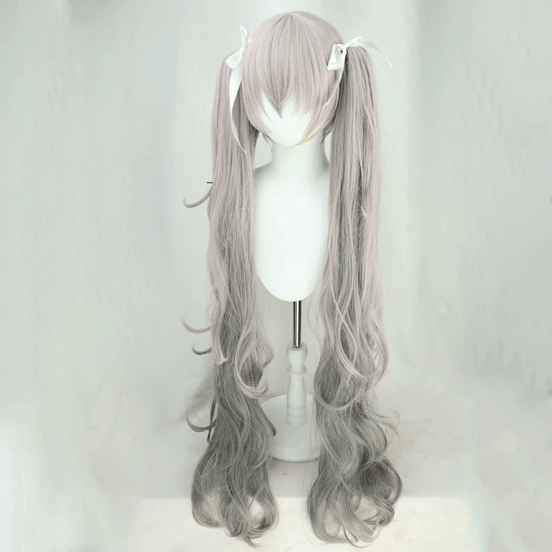 L-email Wig Hatsune Miku 25ji 105cm Mixed Gray Ponytail Cosplay Wig