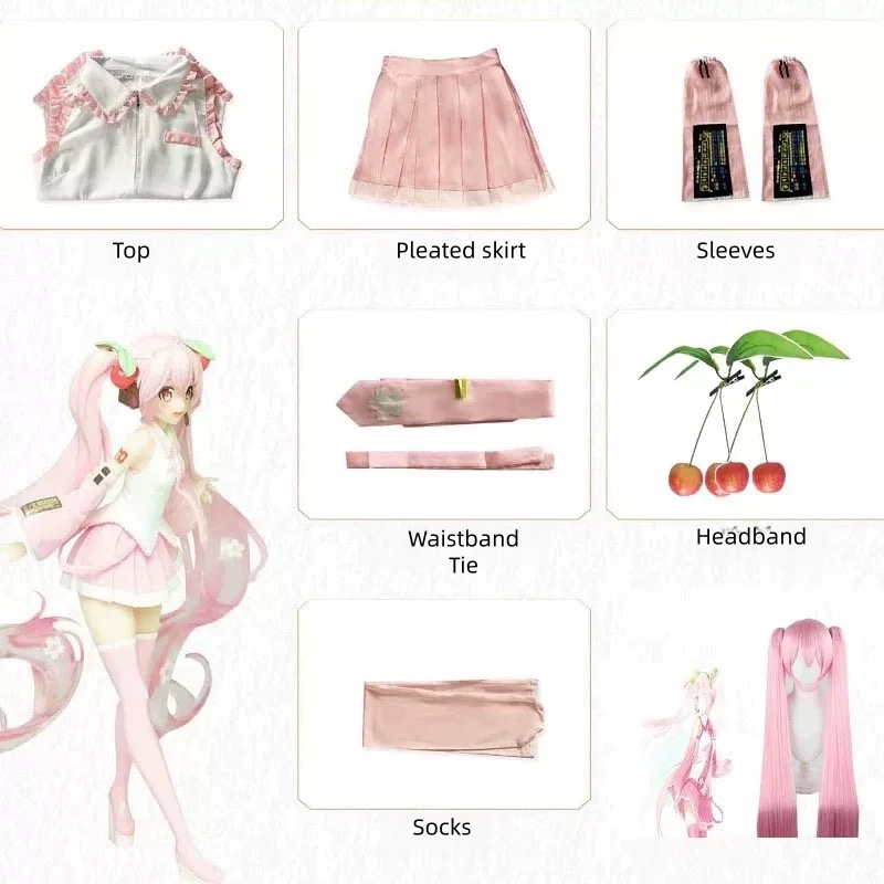 L-emailWigHatsuneMikuSakuraMikuPinkFullSetHalloweenCosplayCostume_3
