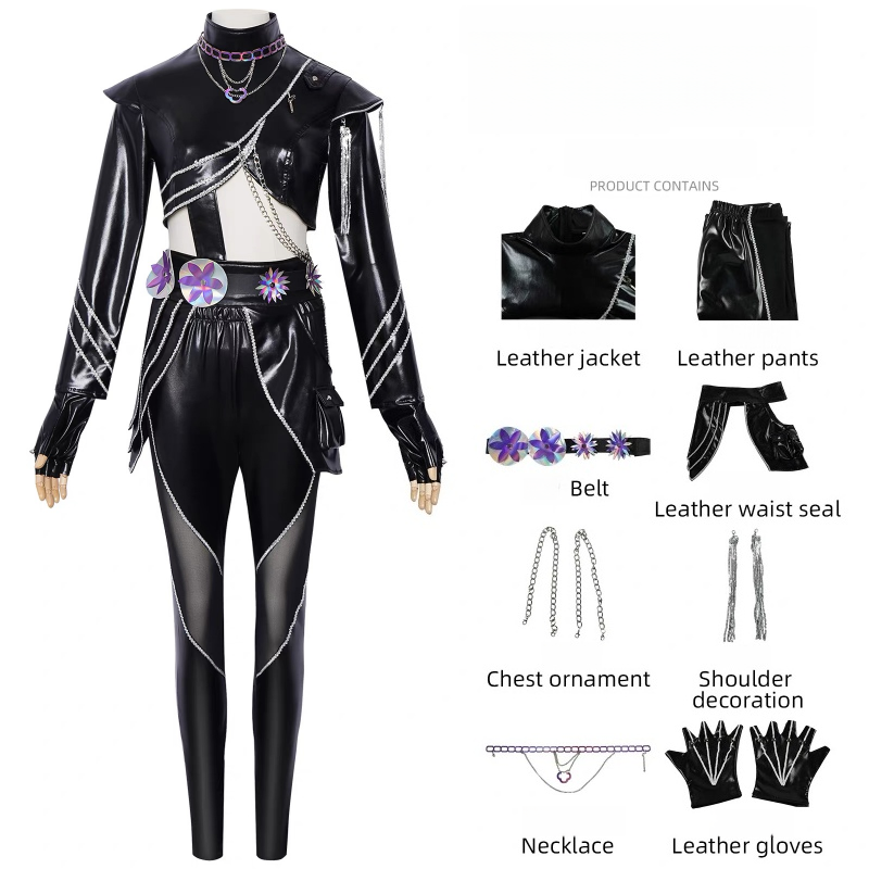 L-emailWigHuntrXKpopDemonHunterRumiBlackLeatherCombatCosplayCostume_9