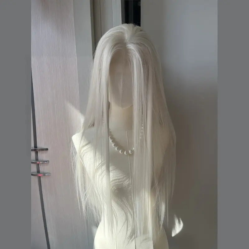 L-email Wig Ivory Platinum 13×6 Lace Wig with Hand-Tied Nape for High Ponytails
