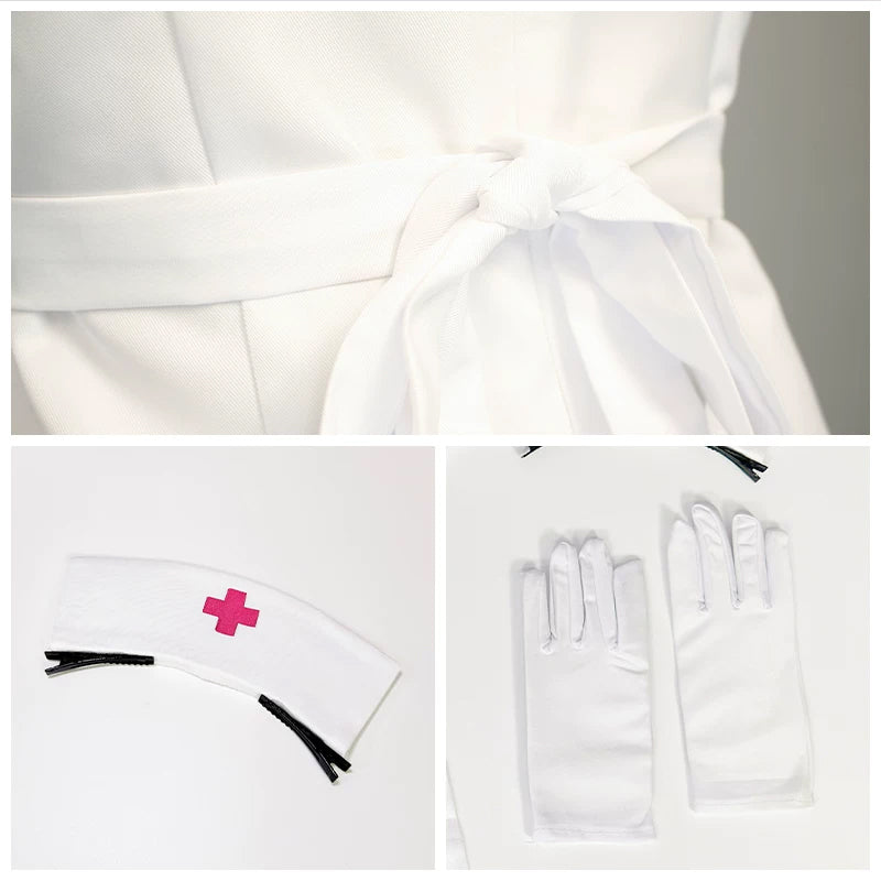 L-email Wig Rabbit White Nurse Bunny Dress Cosplay Costume