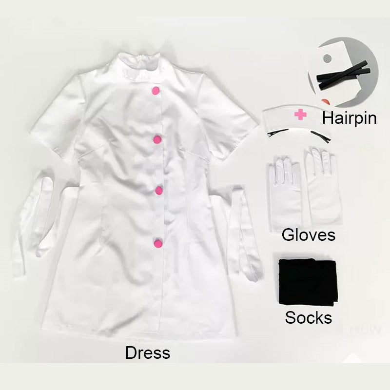 L-email Wig Rabbit White Nurse Bunny Dress Cosplay Costume