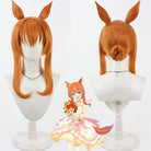 L-email Wig Umamusume: Pretty Derby Mayano Top Gun Wedding Orange Cosplay Waig Ears Tail