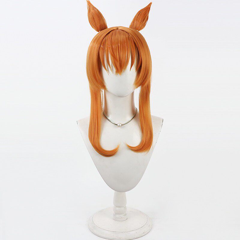 L-email Wig Umamusume: Pretty Derby Mayano Top Gun Wedding Orange Cosplay Waig Ears Tail