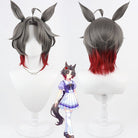 L-email Wig Umamusume: Pretty Derby Rose Kingdom Gray Mixed Red Cosplay Wig Ears Tail