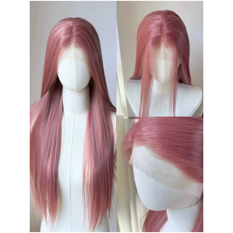 L-emailWigUniversalPinkSeries75-80cmLongStraightFontLaceWig_9
