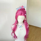 L-email Wig Vivid Hot Pink Large Front Lace Cosplay Wig