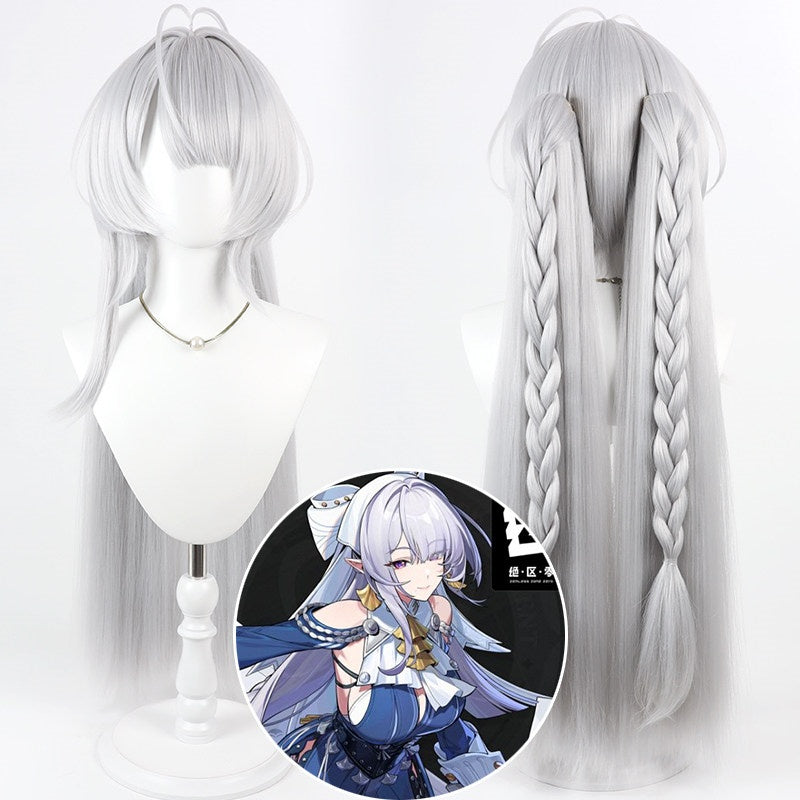 L-email Wig Zenless Zone Zero Velina Airgid Silver White Cosplay Wig