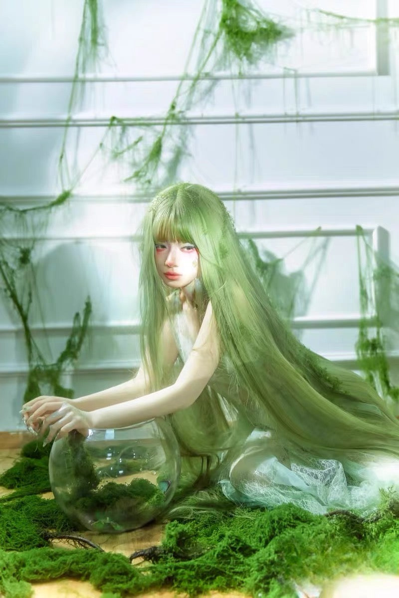 L-email Wig 130cm Extra Long Green Straight Lolita Wig