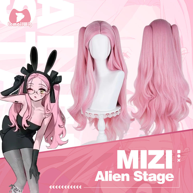 L-email Wig Alien Stage Mizi x Aniplus Collab Cafe Pink Cosplay Wig