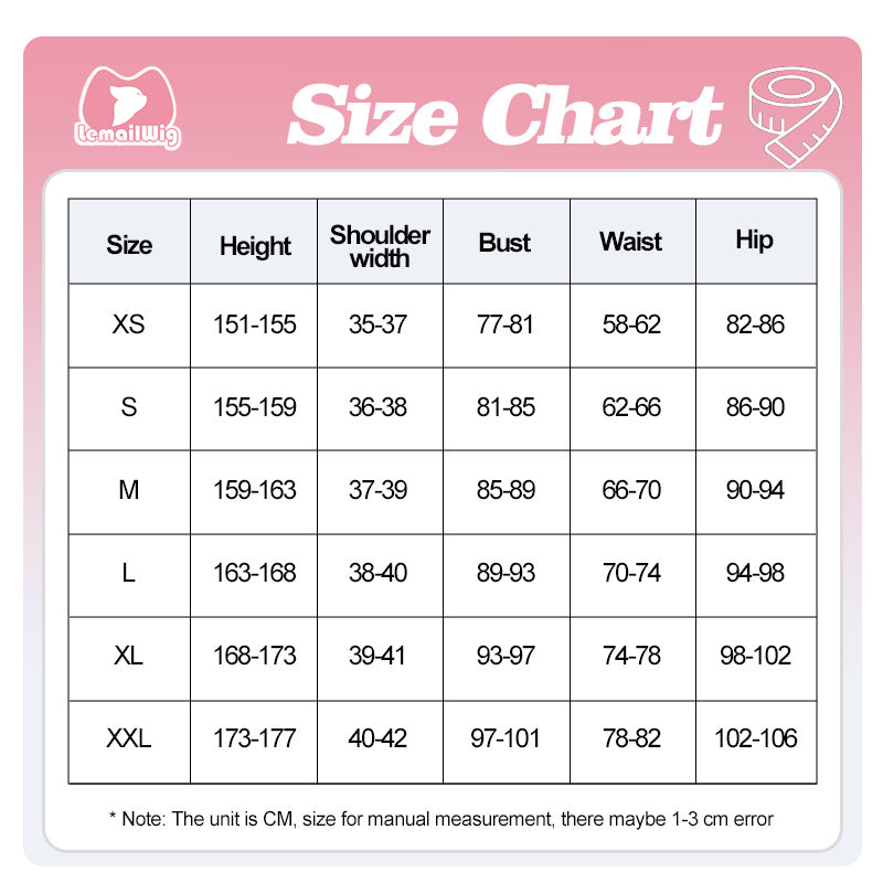 L-email Wig Anime Virtual Idol Noi Komazawa Cosplay Costume SIize Chart
