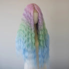 L-email Wig Hand Hook Rainbow Gradient Curly Front Lace Wig