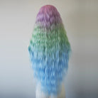 L-email Wig Hand Hook Rainbow Gradient Curly Front Lace Wig