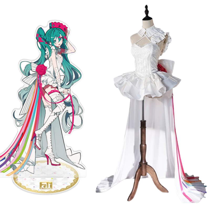 L-email Wig Hatsune Miku Racing Miku 15th Anniversary Rhapsody White Cosplay Costume5