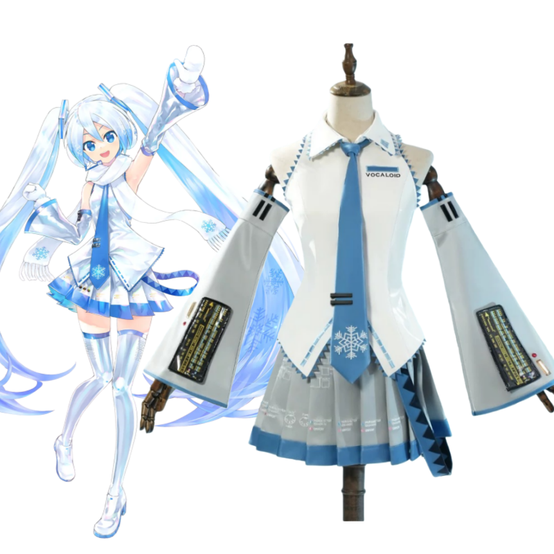 L-email Wig Hatsune Miku Snow Miku Sky Town Leather Cosplay Costume1