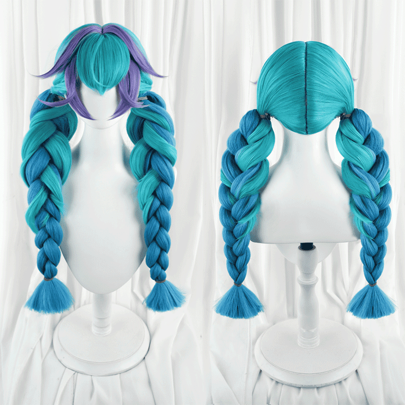L-email Wig League Of Legends Rain Shepherd Gwen Green Cosplay Costume Wig Set