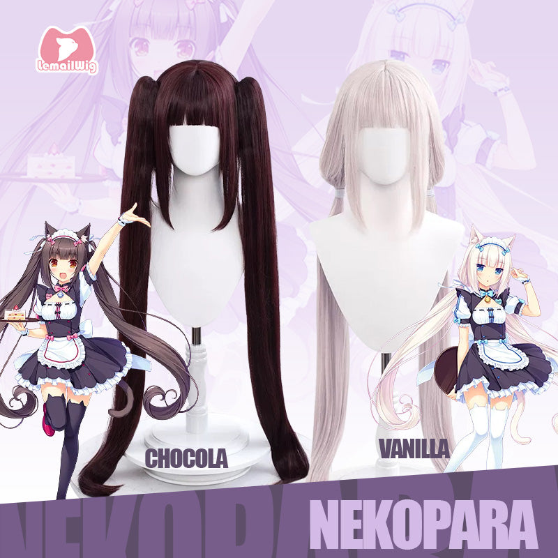L-email Wig NEKOPARA Chocola Vanilla 100cm Cosplay Wig