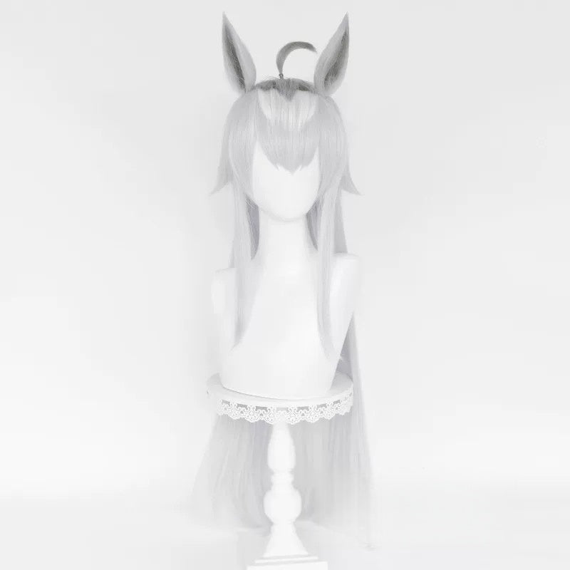 L-email Wig Pretty Derby Oguri Cap Gray 90cm Cosplay Wig And Tail Ears 03