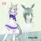 L-email Wig Pretty Derby Seiun Sky Light Green Cosplay Wig Ears And Tail