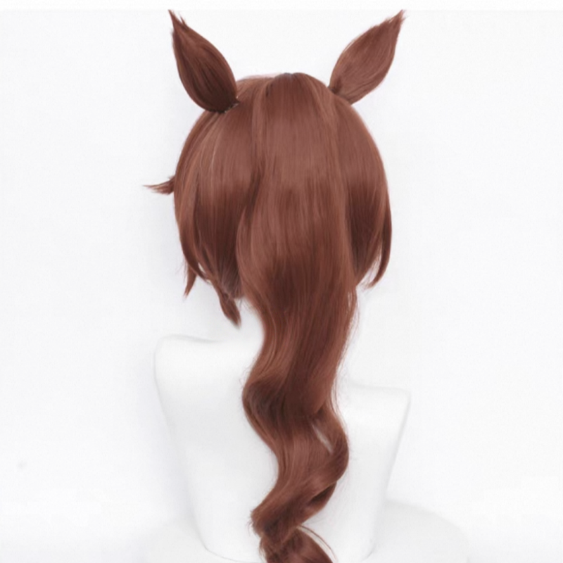 L-email Wig Pretty Derby Tokai Teio Brown Cosplay Wig And Ears Tail 08