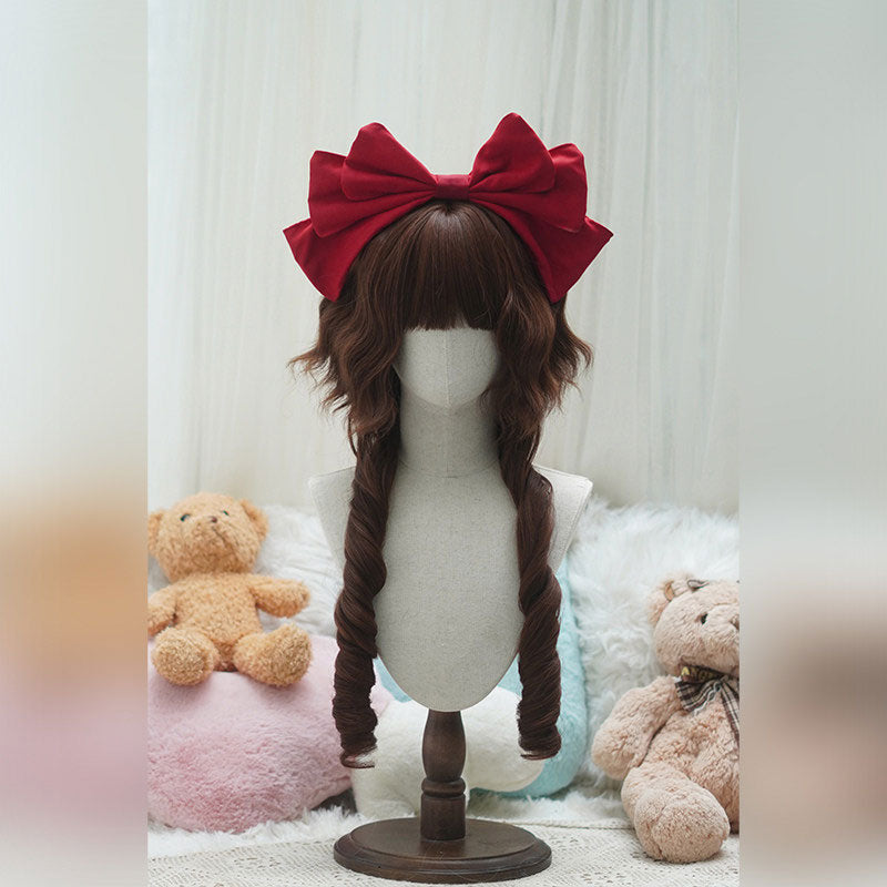 L-email Wig Sweet Lolita Long Curly Wig with Bangs - Synthetic Spiral Ringlet Cosplay Wig