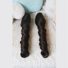 L-email Wig Sweet Lolita Long Twin Pigtail Spiral Curls Black Wig with Bangs - Synthetic Ringlet Cosplay Wig