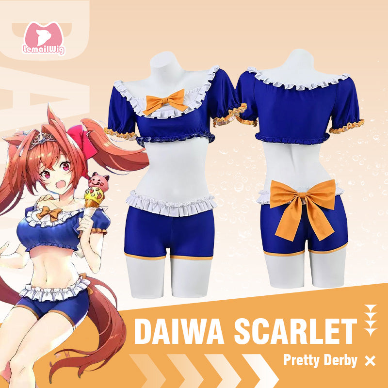 L-email Wig Uma musume: Pretty Derby Daiwa Scarlet Swimsuit Cosplay Costume