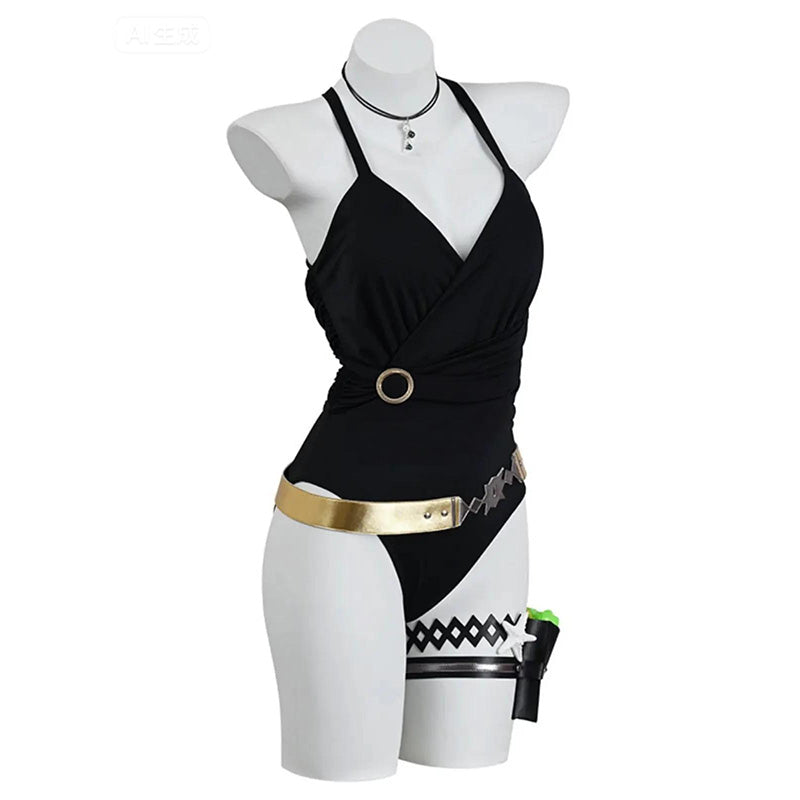 L-email Wig Umamusume:Pretty Derby Gold Ship Black Swimsuit Cosplay Costume