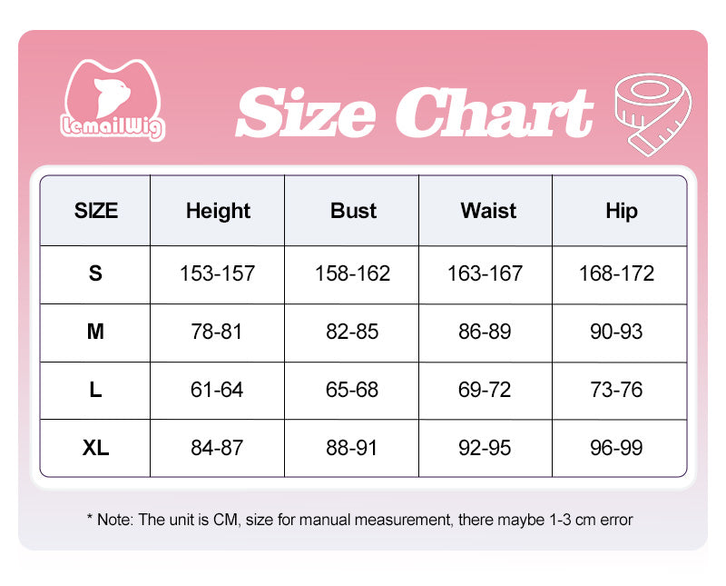 L-email Wig Umamusume:Pretty Derby Narita Taishin Race Outfit Cosplay Costume Size Chart