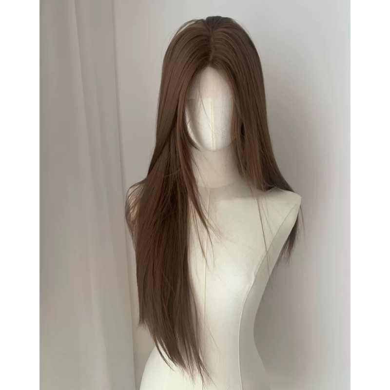 LemailwigBrownLongStraightFrontLaceWig_5