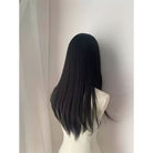 Lemailwig Black Long Straight Font Lace Wig