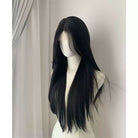 Lemailwig Black Long Straight Font Lace Wig