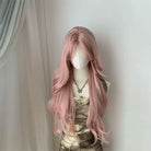 Lemailwig Pink Long Curly Front Lace Wig