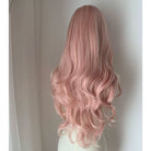 Lemailwig Pink Long Curly Front Lace Wig