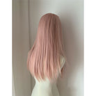 Lemailwig Pink Long Straight Front Lace Wig