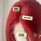 Lemailwig Red Long Straight Front Lace Wig