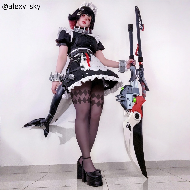 Zenless_Zone_Zero_Ellen_Joe_Black_Pink_Short_Cosplay_Wigs_1