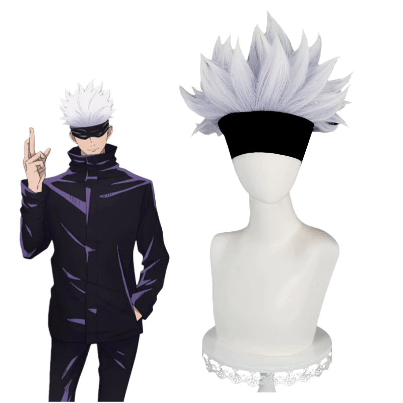 Anime Jujutsu Kaisen Satoru Gojo Grey Short Fluffy Layered Men Cosplay Wigs - lemailwigs