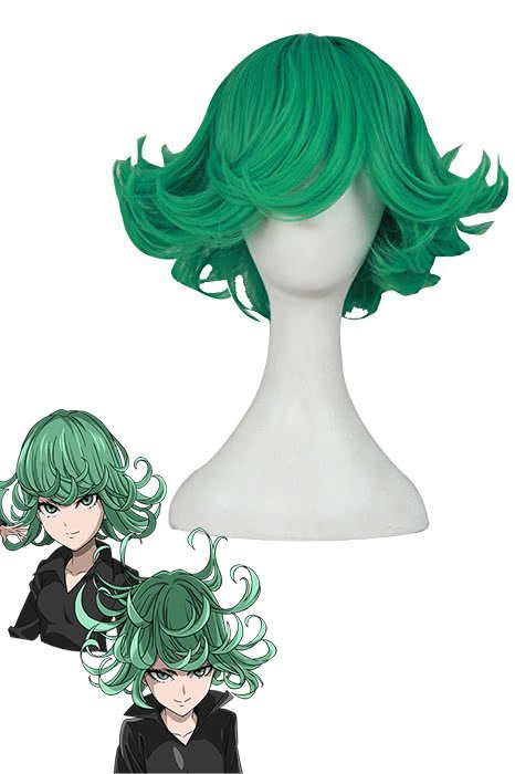 Anime One Punch Man Tatsumaki Green Curly Cosplay Wigs - lemailwigs