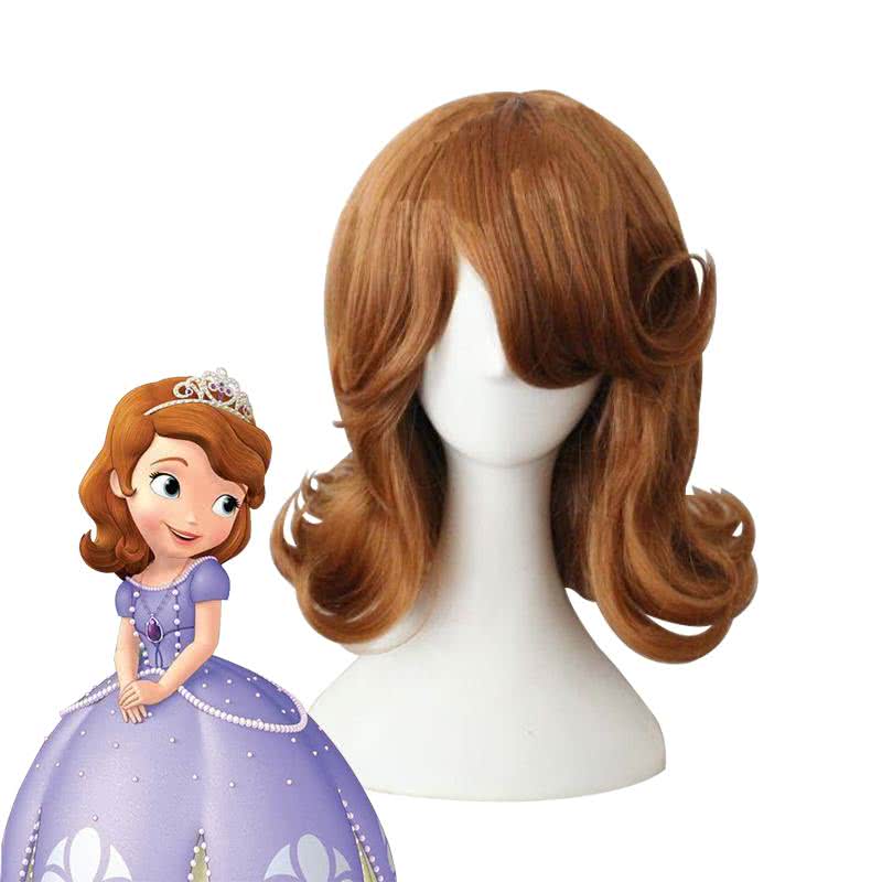 Anime Sofia the First Sofia Long Curly Brown Cosplay Wigs - lemailwigs