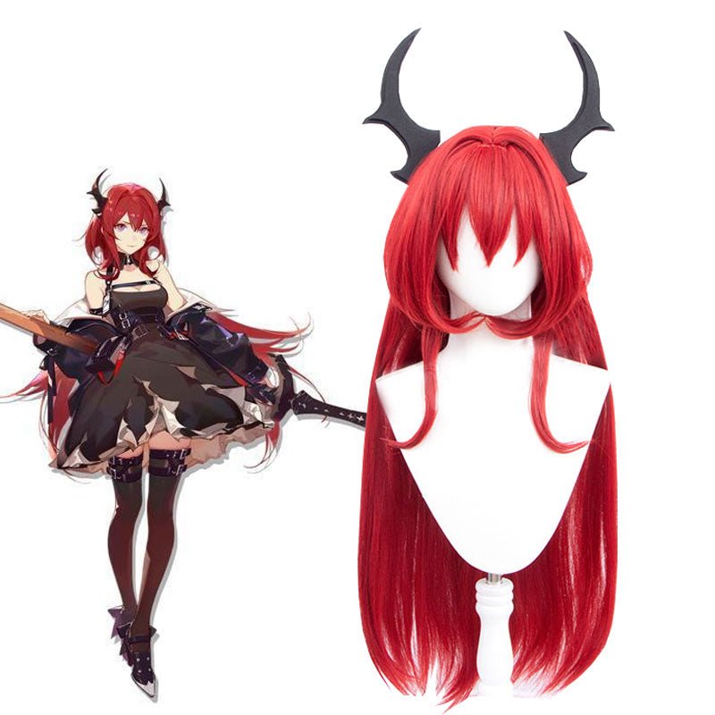 Arknights Surtr Dark Red Long Straight Cosplay Wig - lemailwigs