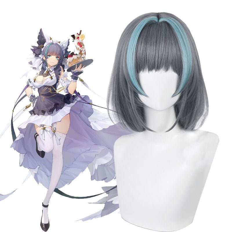 Azur Lane Cheshire Grey Mixed Blue Cosplay Wig - lemailwigs