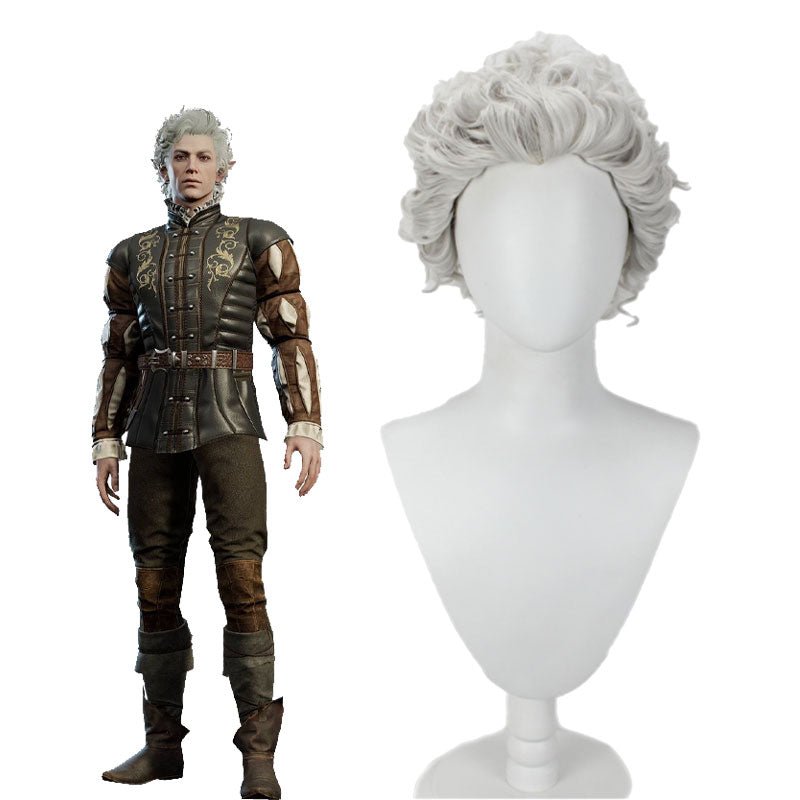 Baldur's Gate 3 Astarion Short Curly Grey Cosplay Wig - lemailwigs