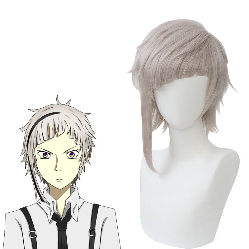 Bungo Stray Dogs Atsushi Nakajima Anime Short Curly Light Gray Cosplay Wigs JF281 - lemailwigs