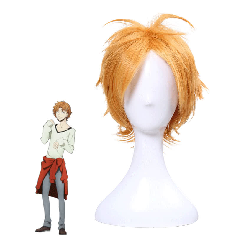 Bungou Stray Dogs Junichiro Tanizaki Anime Orange Brown Short Layered Cosplay Wigs - lemailwigs