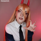 Chainsaw Man Power Long Straight Orange Halloween Cosplay Wigs - lemailwigs