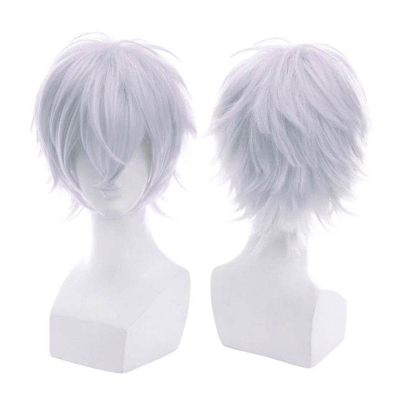 Classic Short Anime Cosplay Wigs - White - lemailwigs